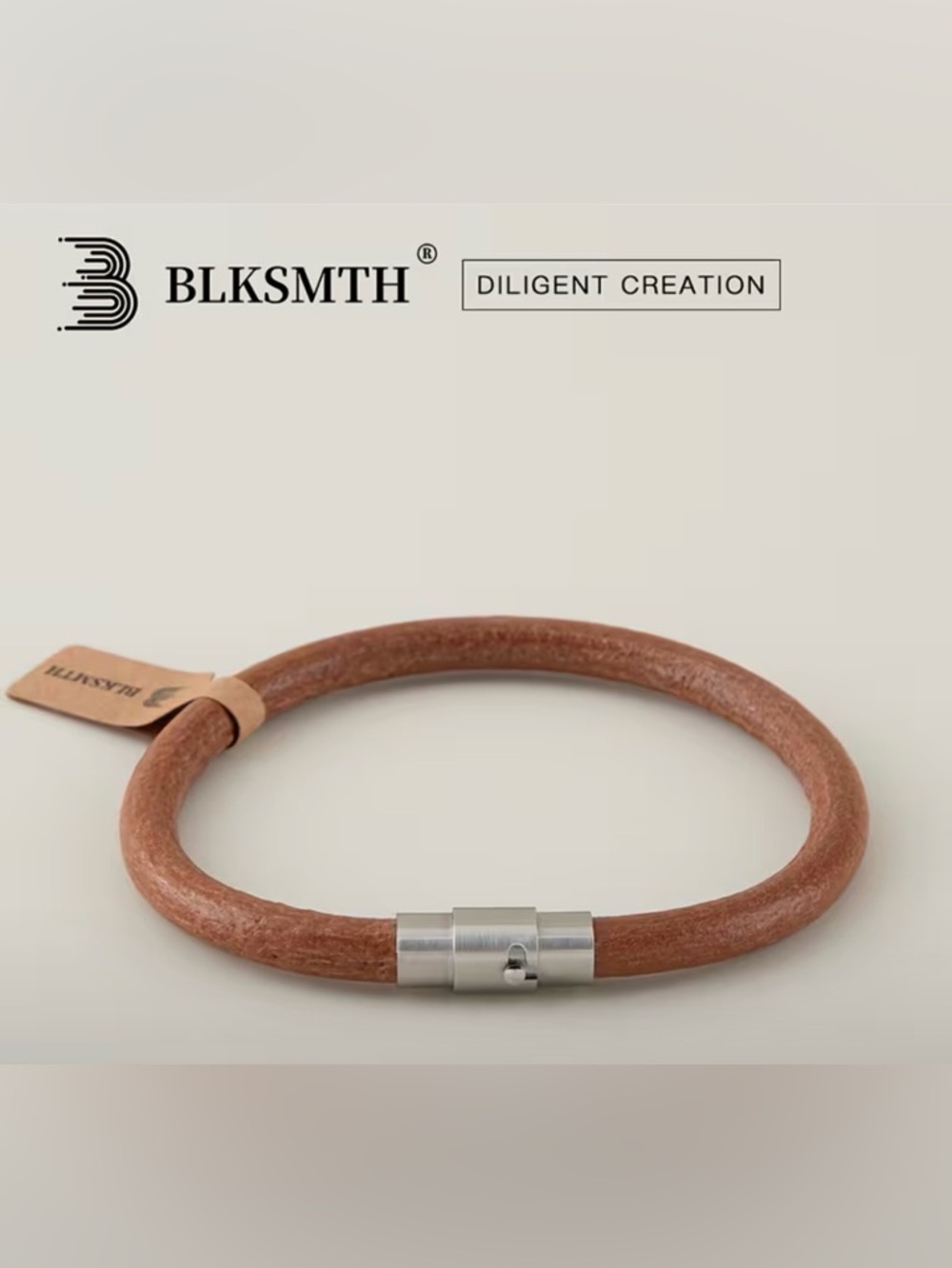 BLKSMTH. The Classic Brown Leather Bracelet with Silver Clasp Unisex